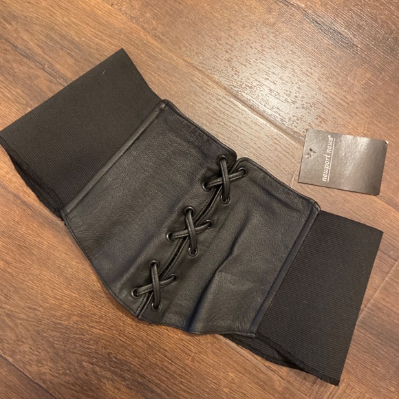 NEW VINTAGE NEWPORT NEWS LEATHER CORSET WIDE ELASTIC BELT SLIM HOURGLASS FIGURE main image 5